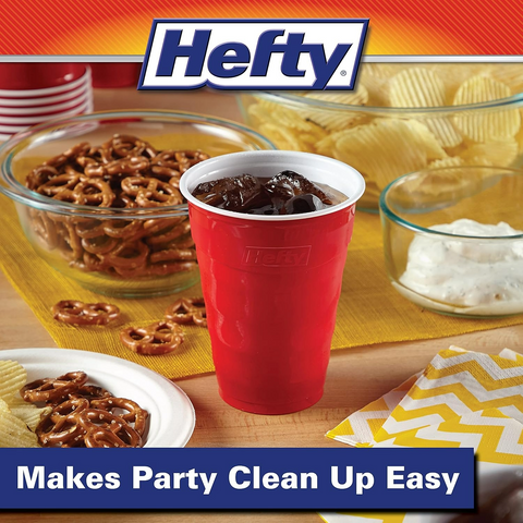 Hefty Party On Disposable Plastic Cups - Red 18oz Cup - 25 Count