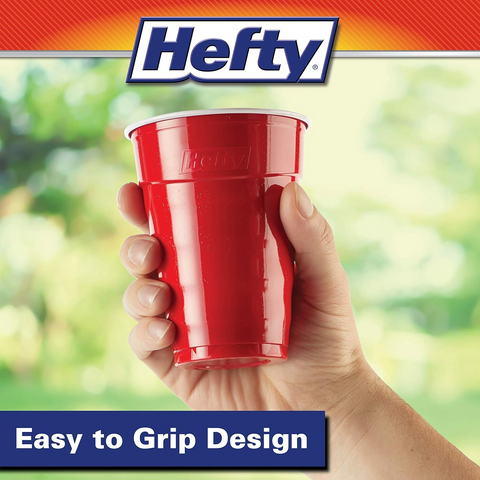 Hefty Party On Disposable Plastic Cups - Red 18oz Cup - 25 Count