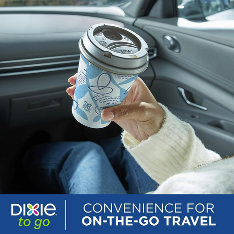 Dixie To Go Disposable Coffee Cups With Lids - 12 oz Paper Cups - 26 Pack