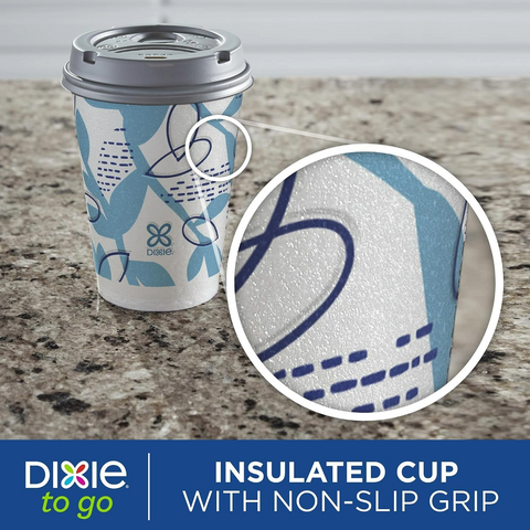 Dixie To Go Disposable Coffee Cups With Lids - 12 oz Paper Cups - 26 Pack