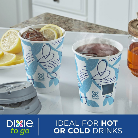 Dixie To Go Disposable Coffee Cups With Lids - 12 oz Paper Cups - 26 Pack