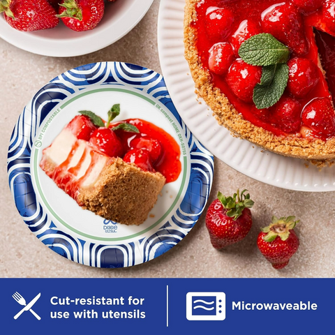 Dixie Ultra Small Paper Plates, Heavy Duty Disposable Plates, 6 7/8" - 44 Pack