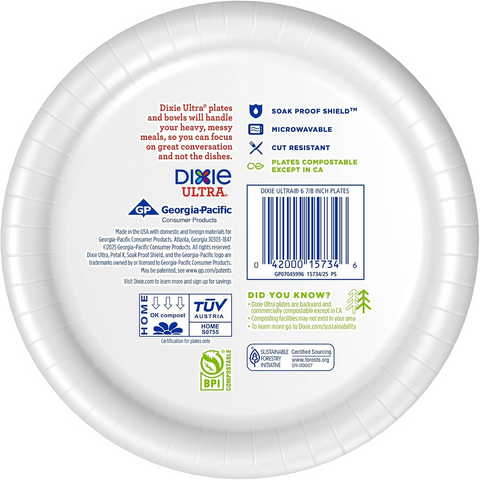 Dixie Ultra Small Paper Plates, Heavy Duty Disposable Plates, 6 7/8" - 44 Pack