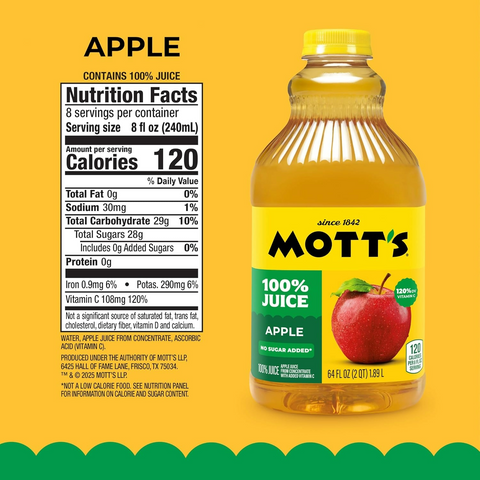 Mott's 100% Original Apple Juice - 64oz Bottle