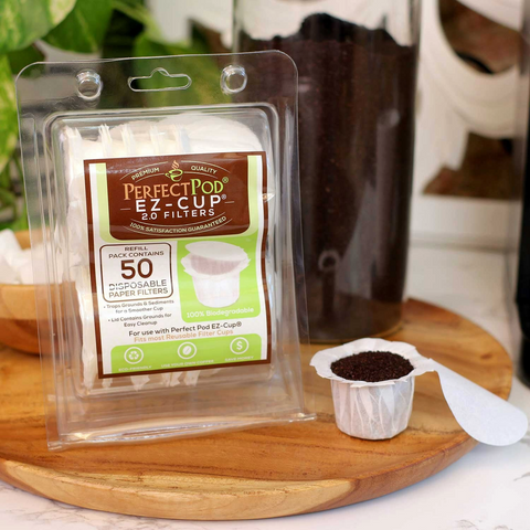 Perfect Pod EZ-Cup 2.0 100% Biodegradable Paper Coffee Filters - 50 Pack