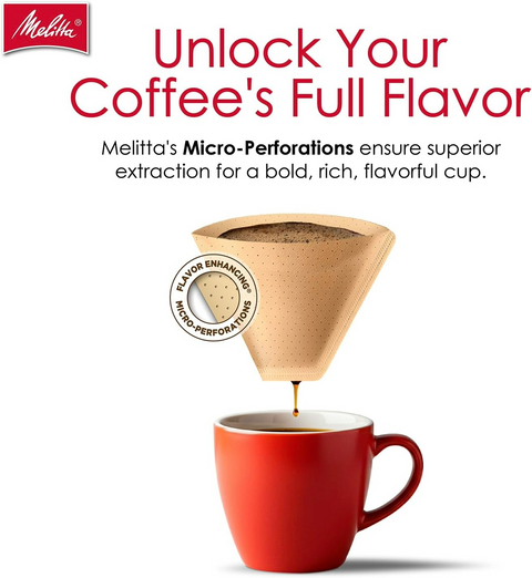 Melitta #4 Unbleached Cone Coffee Filters Natural Brown - Pack of 100