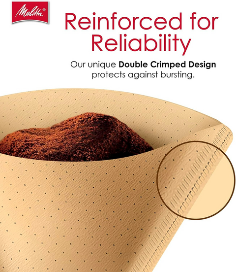 Melitta #4 Unbleached Cone Coffee Filters Natural Brown - Pack of 100