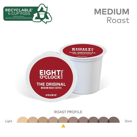 Eight O'Clock Coffee The Original Single-Serve Keurig K-Cup - Medium Roast Coffee Pods - 12 Count