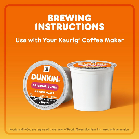 Dunkin’ Original Blend Medium Roast Coffee, Keurig K-Cup Pods - 22 Count