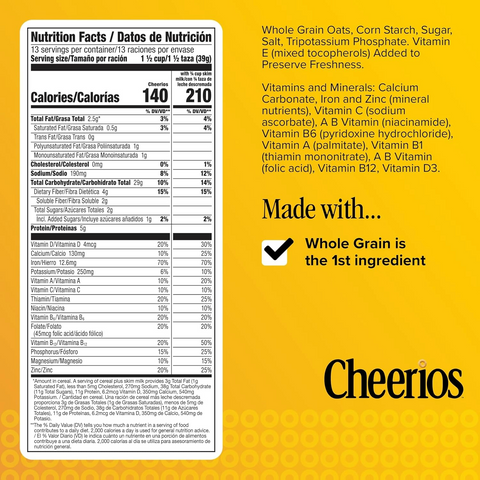 Cheerios Heart Healthy Gluten Free Breakfast Cereal - Family Size - 18oz Box