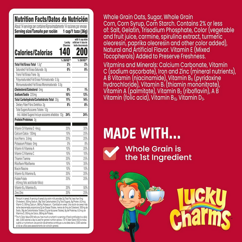 Lucky Charms Gluten Free Cereal with Marshmallows - Family Size - 18.6oz Box