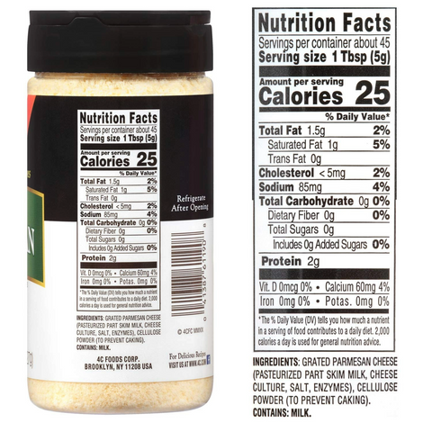 4C Premium Grated Parmesan Cheese - 8oz Jar