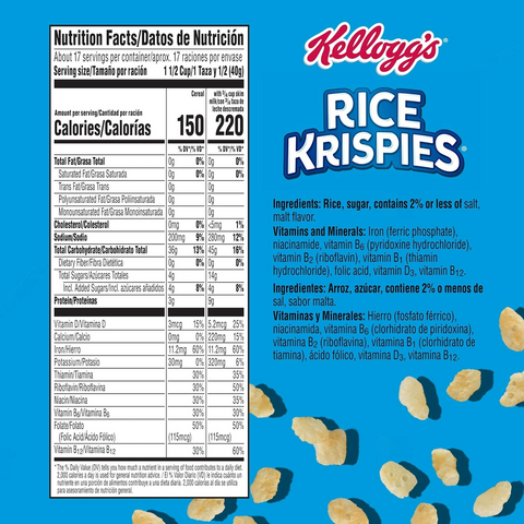 Kellogg's Rice Krispies Cold Breakfast Cereal - Giant Size - 24oz Box
