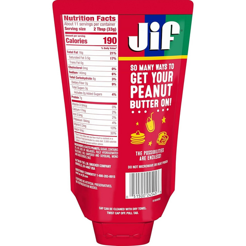 Jif Creamy Peanut Butter - 13oz Squeeze Pouch