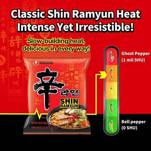 Shin Ramyun Noodles - Spicy Korean - 4.23oz Pack