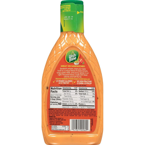 Wish-Bone Light Thousand Island Salad Dressing - 15oz Bottle