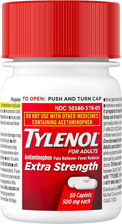 Tylenol Extra Strength 500 mg Acetaminophen Caplets - 50ct Bottle
