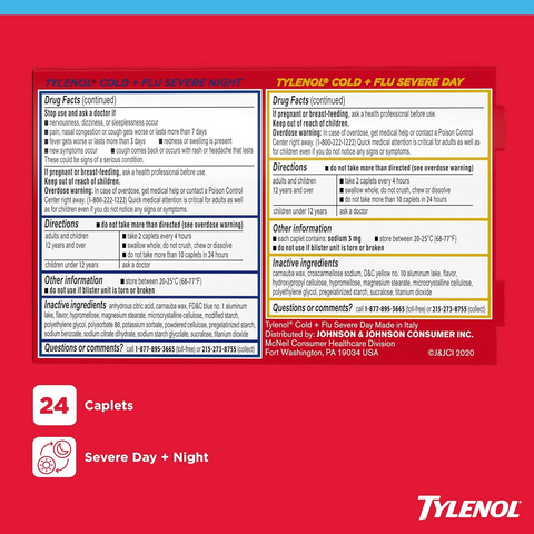 Tylenol Cold + Flu Severe Day & Night Caplets - Combo Pack - 24ct