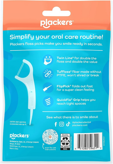 Plackers Twin Line Floss Picks - Intense Mint - 75 Count