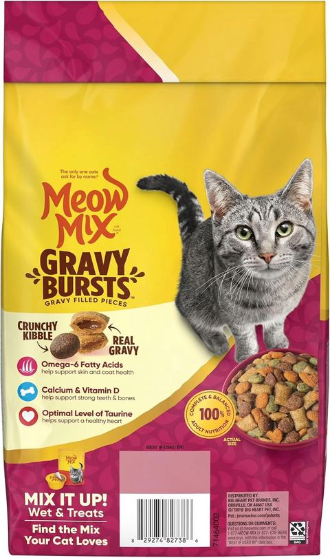 Meow Mix Gravy Bursts Dry Cat Food - 3lb Bag