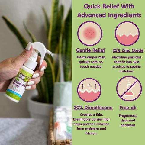 Boogie No-Rub Diaper Rash Spray for Babies - 1.7oz Bottle