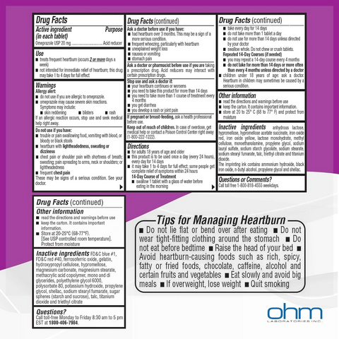 Ohm Omeprazole 20mg Delayed-Release Tablets - 42ct