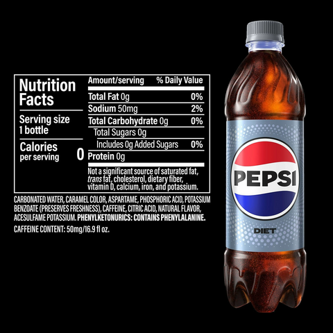 Diet Pepsi Cola Soda Soft Drink - 16.9oz Bottle - 6-Pack