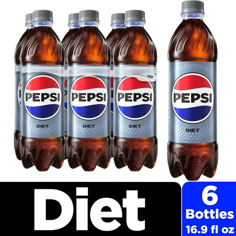 Diet Pepsi Cola Soda Soft Drink - 16.9oz Bottle - 6-Pack