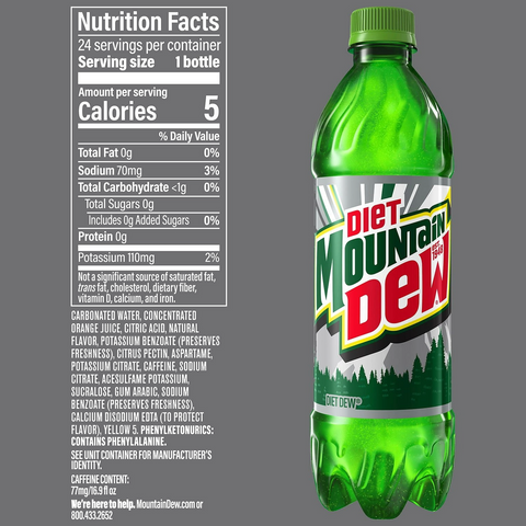 Diet Mountain Dew Soda Soft Drink - 16.9oz Bottle
