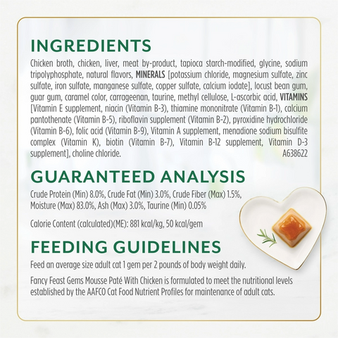 Purina Fancy Feast Gems Pate Mousse Cat Food - Chicken - 2 Pack