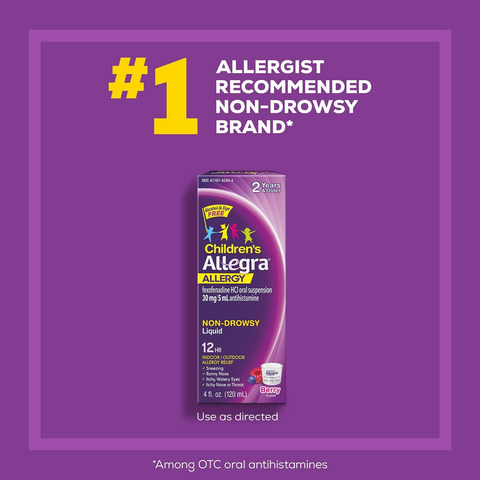 Allegra Children's 12-Hour Berry Flavor Allergy Relief Liquid - 4oz Bottle