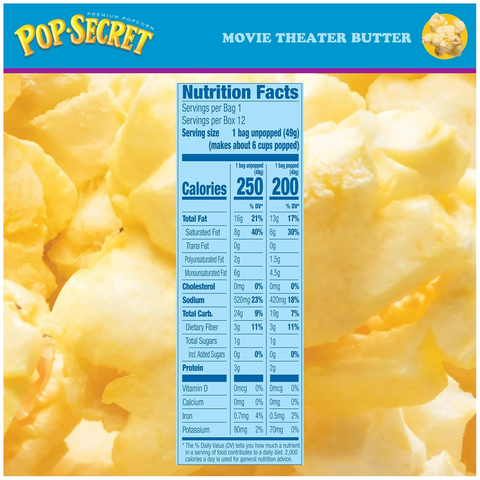 Pop Secret Microwave Popcorn - Movie Theater Butter Flavor - 1.75oz Bag - Pack of 12