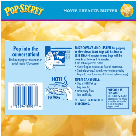 Pop Secret Microwave Popcorn - Movie Theater Butter Flavor - 1.75oz Bag - Pack of 12