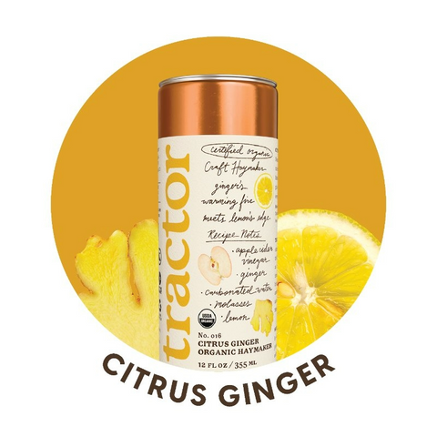 Tractor Beverage Haymaker Organic Sparkling Tonic with Apple Cider Vinegar - Citrus Ginger - 12oz Can