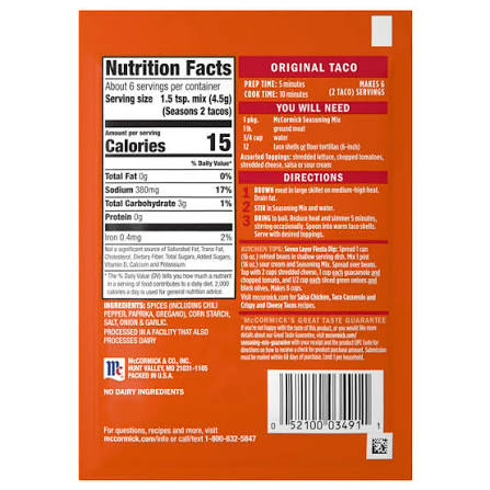 McCormick Original Taco Seasoning Mix - 1 oz