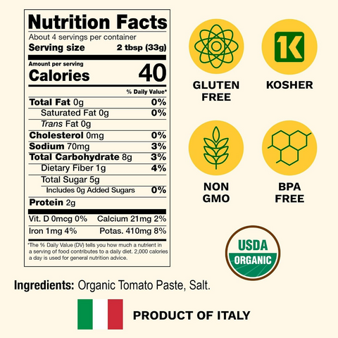 Cento Organic Double Concentrated Tomato Paste - 4.56oz Tube
