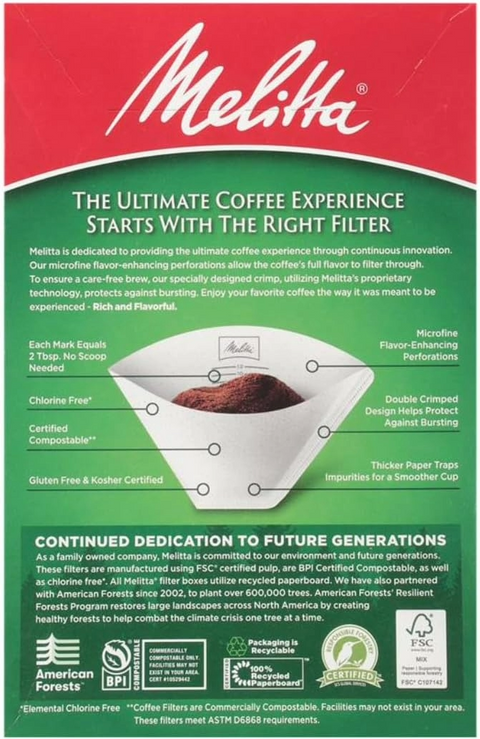 Melitta #4 White Cone Coffee Filters - Pack of 40