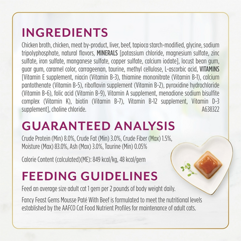 Purina Fancy Feast Gems Pate Mousse Cat Food - Beef - 2 Pack