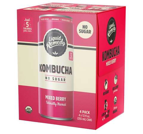 Liquid Remedy Mixed Berry Kombucha - 12oz Can - 4 Pack